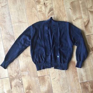 Vintage • Cropped Navy Wool Cardigan